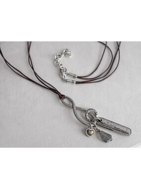 Brighton Art And Soul Infinity Pendant Brown Cord Necklace Engraved Boho Retired